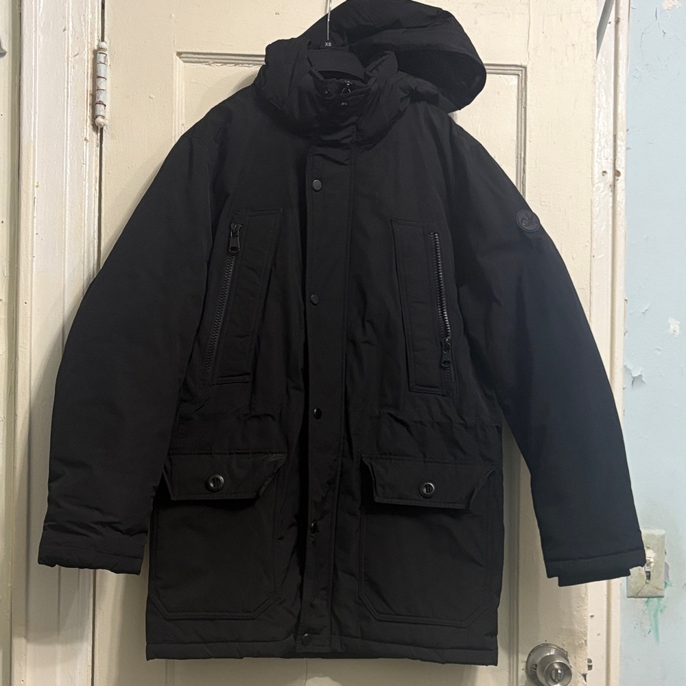 Calvin Klein Men's Black Hooded Puffer Coat